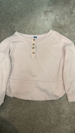Pink Ribbed Henley Long Sleeve Top 14/16 teen