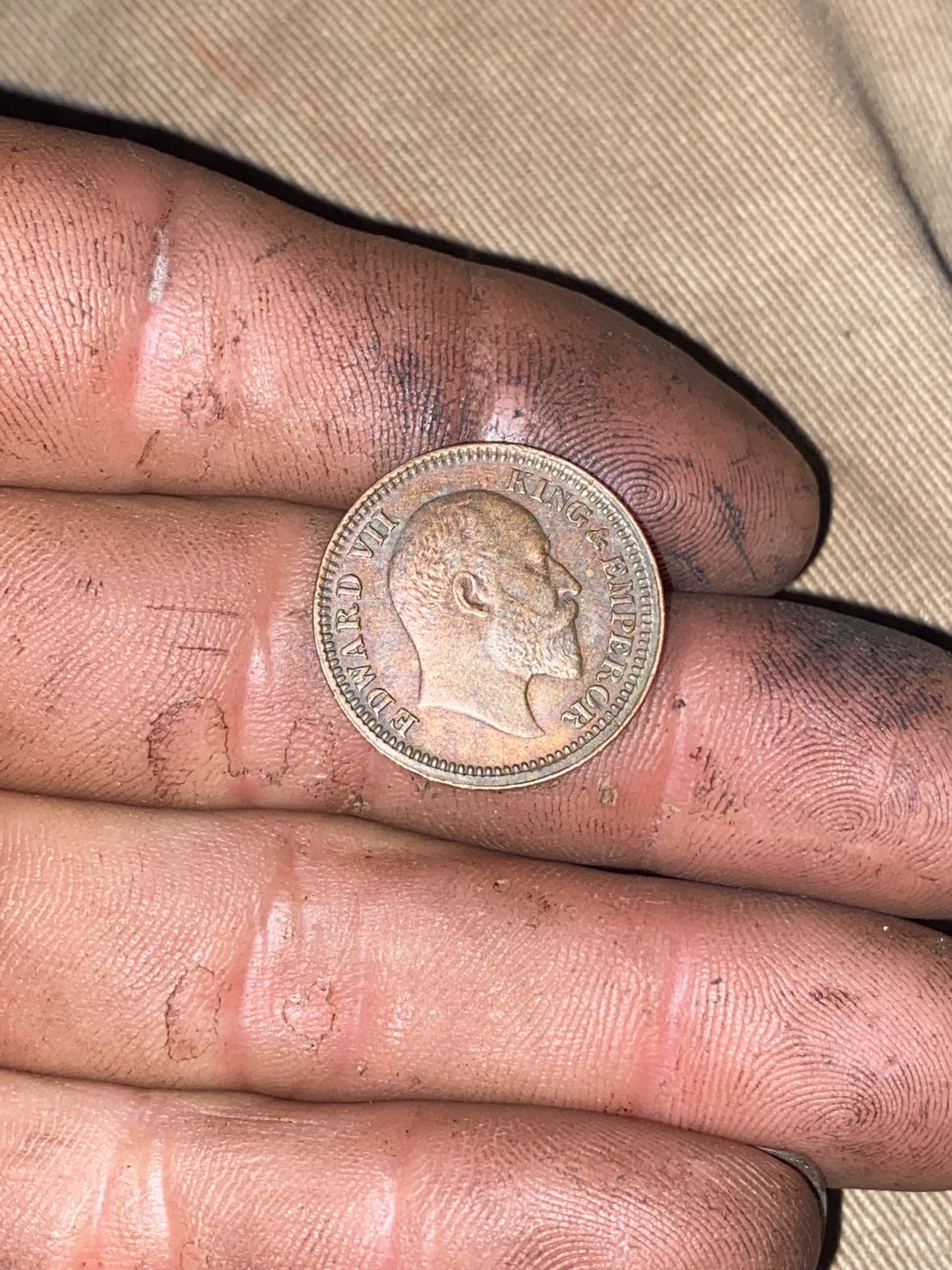 Very nice and very highly detailed 1903/half pice India barely, highly detailed, toned, beautifully toned, Coin