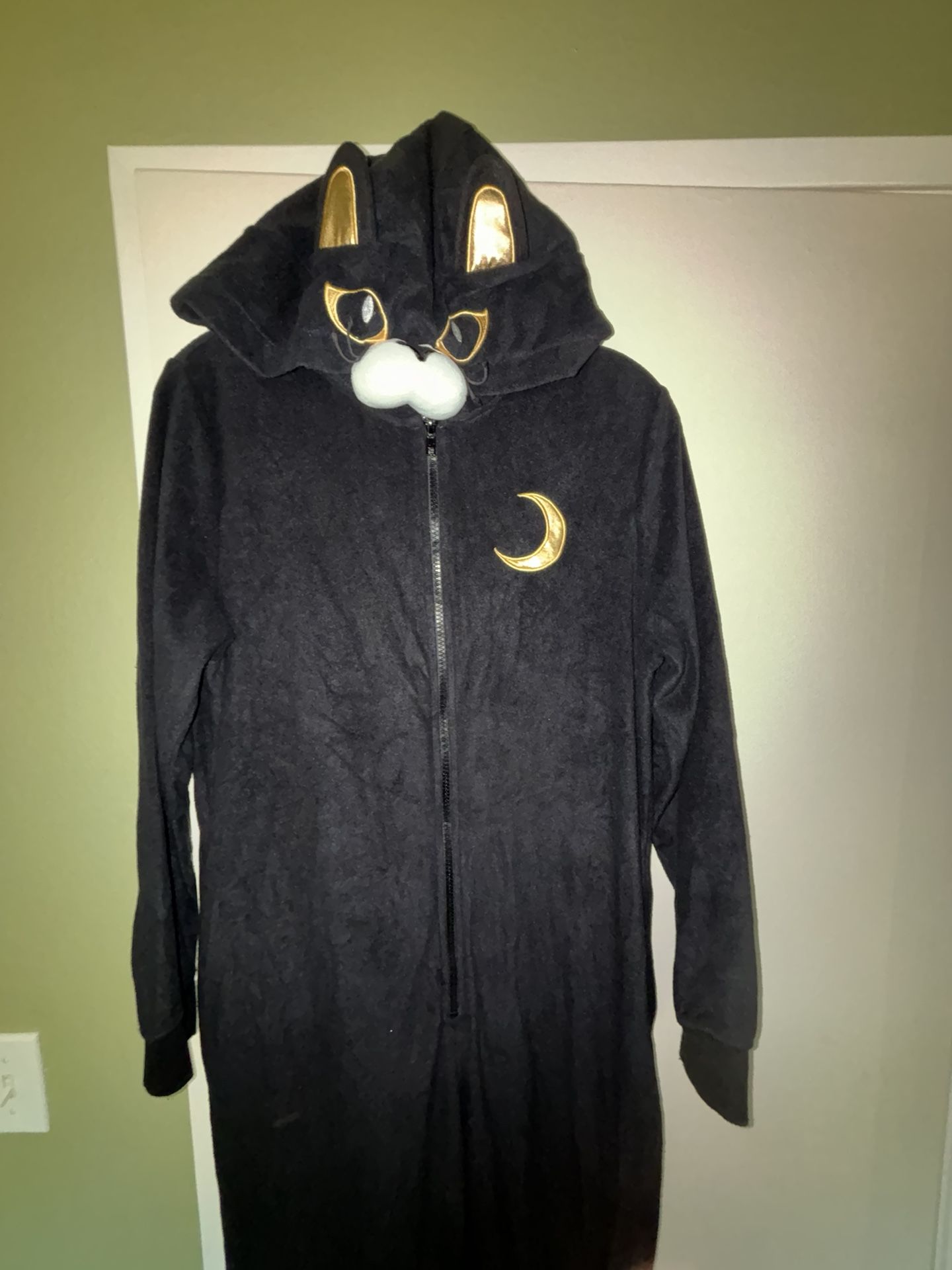 Black Cat Adult Soft Onesie (Adult Small)