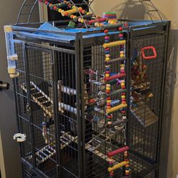 Bird Cage For Cockatiel Or Conure With Toys 