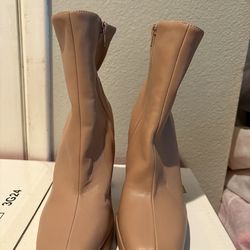 Nude Platform Ankle Boots