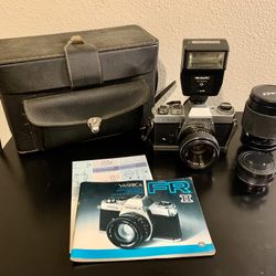Yashica FR II 35mm Camera With Flash, Lens, Manual and Bag