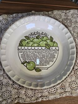 Vintage Ceramic Apple Pie Recipe Dish