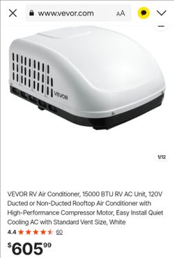 VEVOR RV Air Conditioner, 15000 BTU RV AC Unit, 120V Ducted or Non-Ducted Rooftop Air Conditioner with High-Performance Compressor Motor, Easy Install