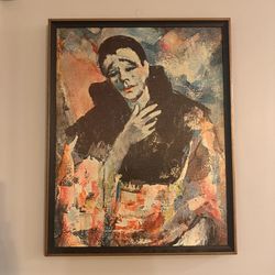 30x24 inch Sad Clown Face Painting (in wood frame)
