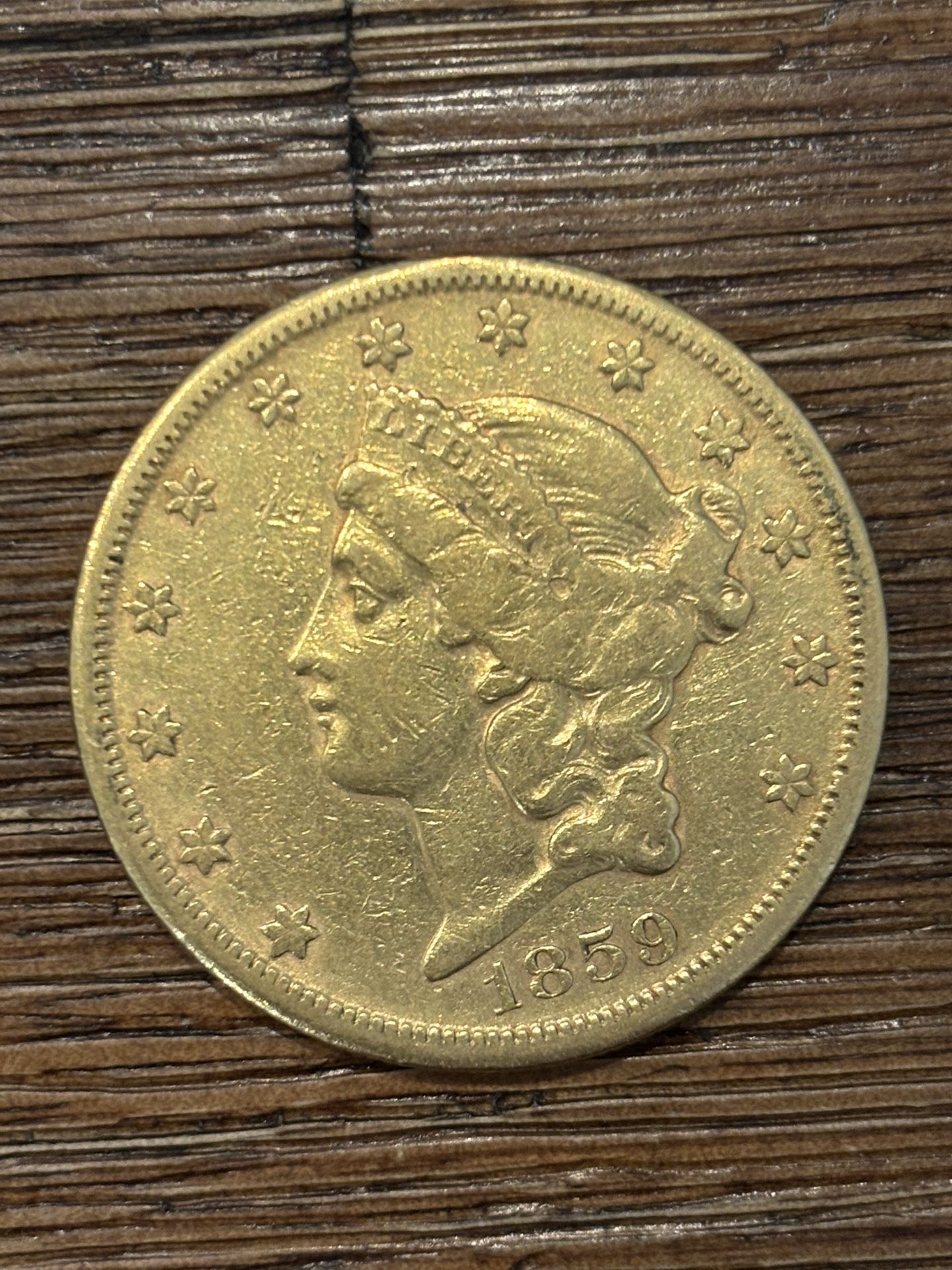 1859-S Double Eagle Gold Coin Very Fine (VF) Condition
