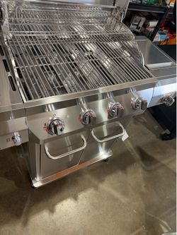 4 Burner Stainless Steel Propane Gas Grill with Side Burner
