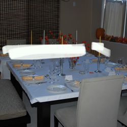 Large Square Dining Room Table, Chairs, Benches