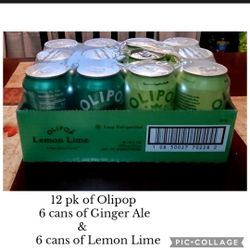 12 Pk Olipop, 6 Ginger Ale & 6 Lemon Lime 
