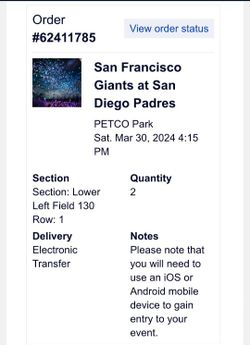 Padre vs Giants Tickets