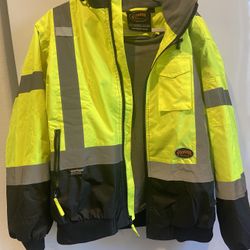 Pioneer Hi Vis Safety Bomber Waterproof Reflective Lined Jacket For Men