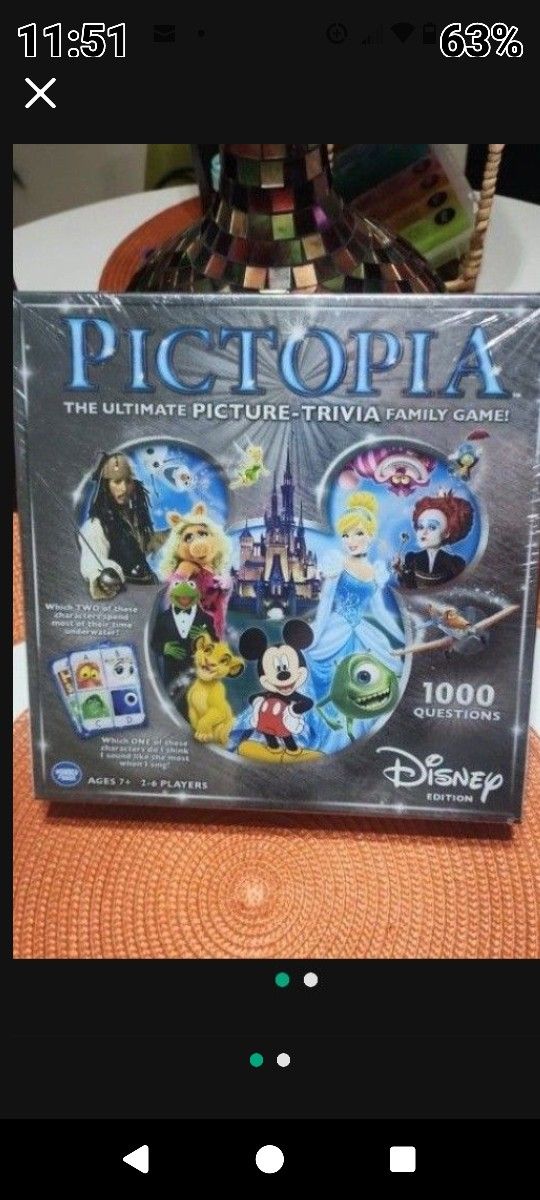 Disney New Pictopia Family Picture-Trivia Game SEALED!