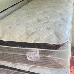 Twin Size Mattress 14 Inch Thick With Pillow Top Of Gran Comfort And Box Springs New From Factory Available All Sizes Same Day Delivery