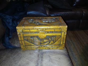 Vintage Chinese Camphor Wood Carved Box 12" X 7.5" X 7.5"
