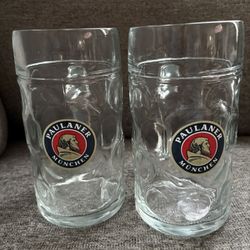 2 X 1L Heavy Glass Large Beer Mugs
