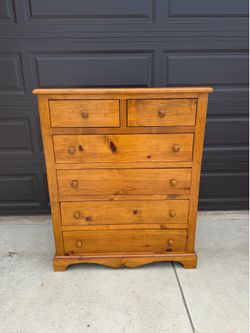 Solid Wood Knotty Pine Dresser – Rustic Farmhouse 6 Drawer Chest