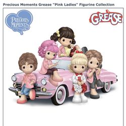 The Hamilton Collection GREASE  Pink  ladies figurines & Car! Precious Moment