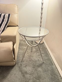 Modern Silver Glass Top End Table / Accent Table