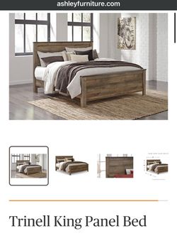 Trinell King Panel Brown Bed Frame with Headboard and Footboard