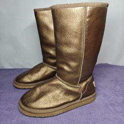 Size 7W US UGG Classic Tall metallic bronze/gold boots