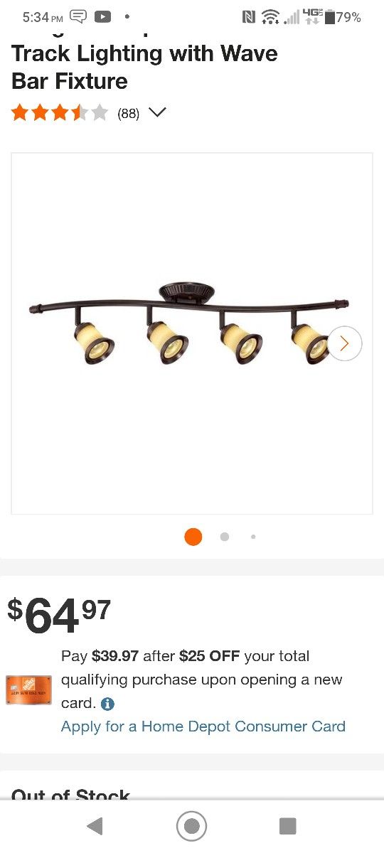 Hampton Bay
4-Light Antique Bronze Track Lighting with Wave Bar Fixture