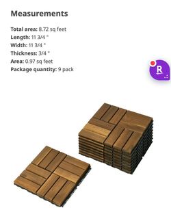 2 x deck wood tiles. Cover 17.44 square feet