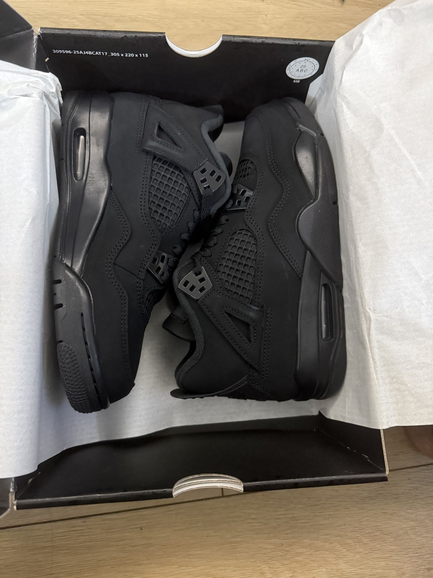 New Authentic Nike Air Jordan 4 Black Cat Size 5.5Y