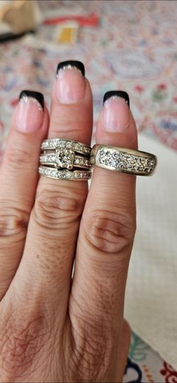 White gold diamond wedding set