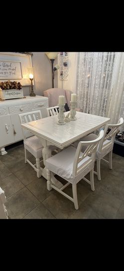 Farmhouse Dining Room Table Set W/ Cabinet