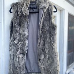 Adrienne Landau Gray Fur Vest, Size S