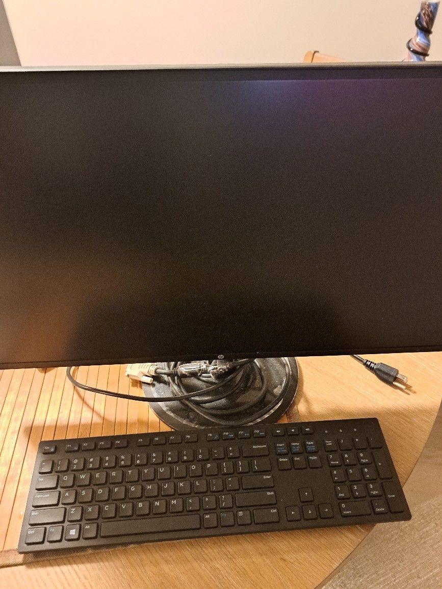 Hp Desktop , Wireless Keyboard, Table And Seat