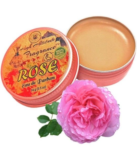 ROSE Perfume - Eau de Parfum - Solid Balm - Natural Essential Oils Aromatherapy Fragrance (Tea Rose, De Mai, Otto, Rosa Damascena, Centifolia, Gardeni