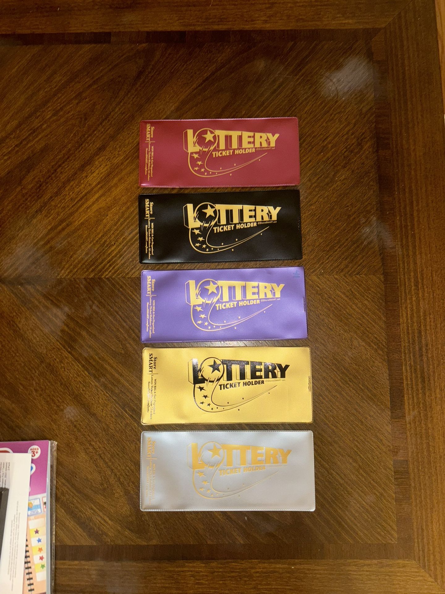 Vintage Lottery ticket Holder / Lottery sleeves (5) count total all different colors