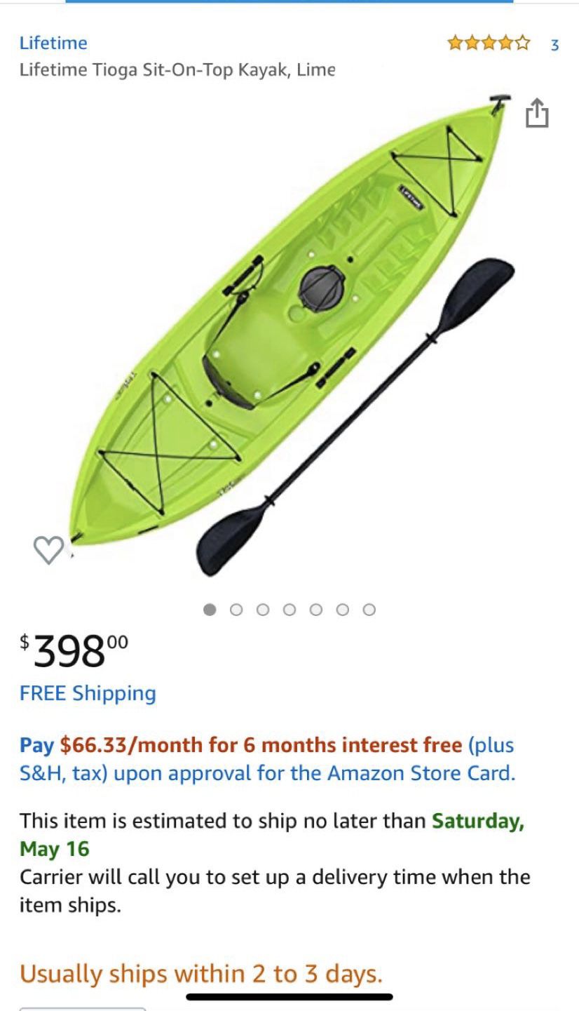 Lifetime kayak paid 400$ only used twice like new!