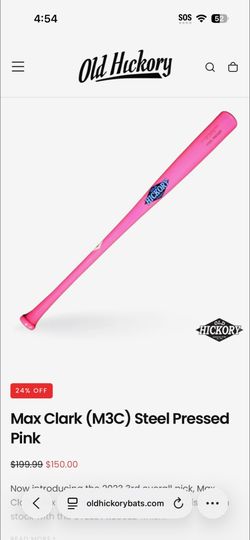 Old Hickory M3C Max Clark Steel Pressed Bat – Pink – Used (Good Condition)