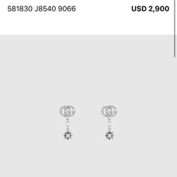 Gucci Ladies Flower And Double G Earrings With 18K Diamonds 