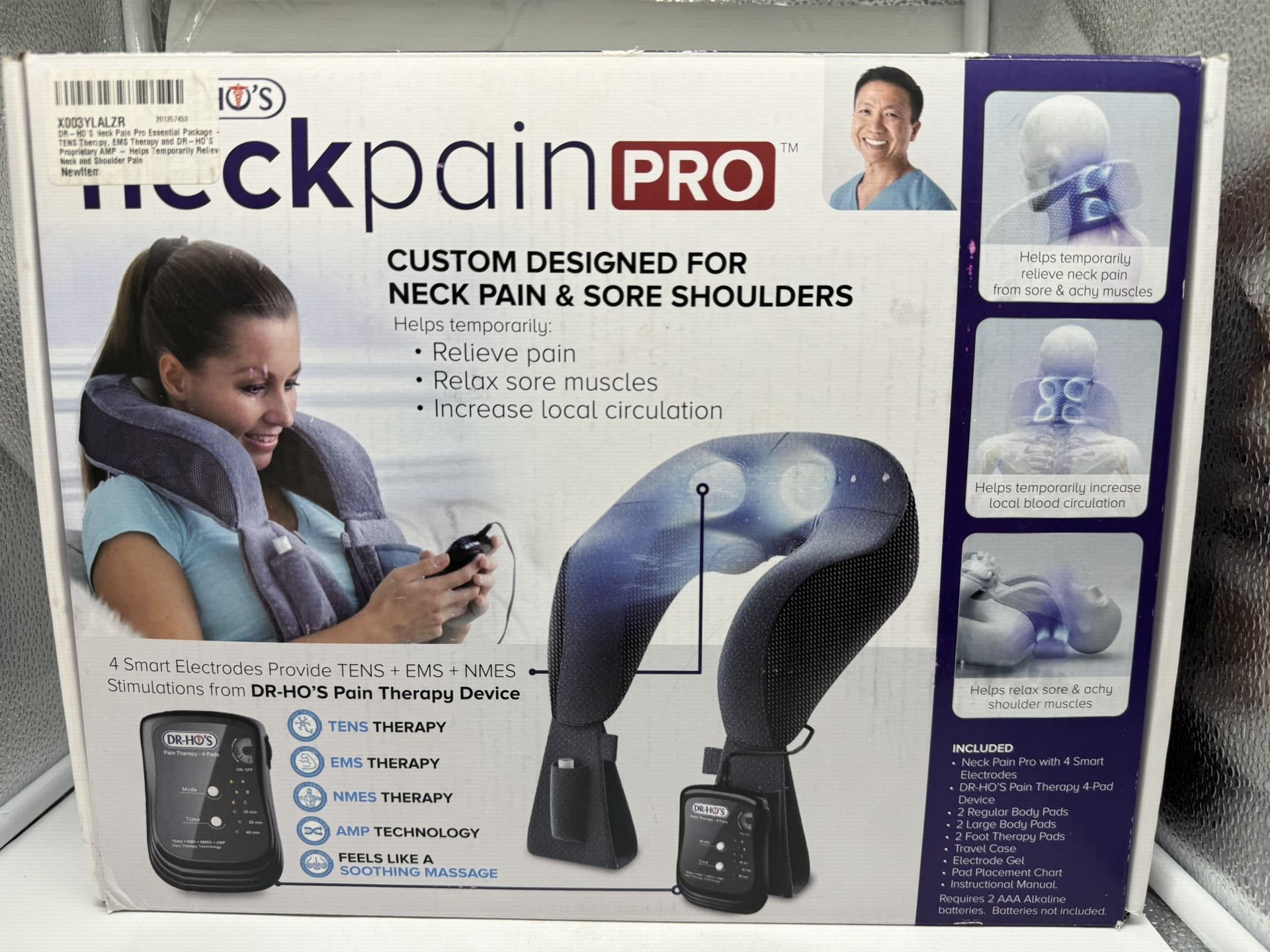 DR-HO'S Neck Pain Pro Essential Package - Neck Massager TENS Therapy, EMS Therapy + DR-HO'S Proprietary AMP for & Shoulder Pain
