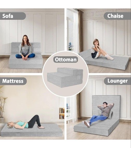 Youtanic 5-in-1 Foldable Twin Sized Sofa Bed Sleeper Chair