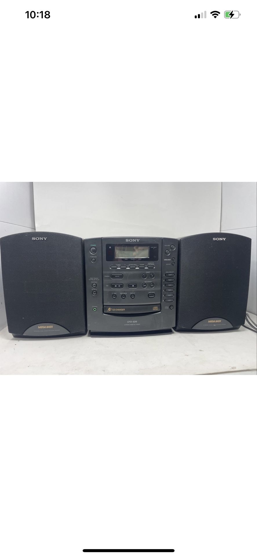 Sony CFD-626 6 CD Changer/Tape Vtg 90's Blaster Bookshelf Boombox*Need Tape Belt