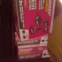 BAUER 20V BRUSHLESS 1/2" HIGH-TORQUE IMPACT. WRENCH KIT" 
NEW IN BOX!!!