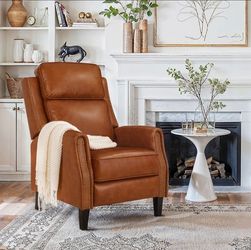 Genuine Leather Recliner Chair Arm Chair with Nailhead Trim