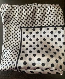 Black and White Polka Dot Silky Square 19x19”(48cm x 48cm) Scarf
