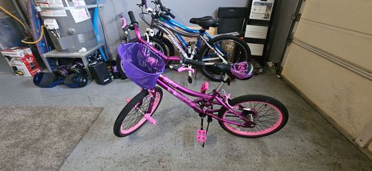 E-Cool Kids Purple Pink Bicycle with Helmet and Basket with helmet