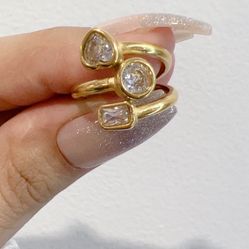 Stainless Steel 18k Gold Plated Size 7 