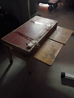 Vintage Wooden School Desk with Lift Top