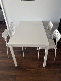 “White Dining Table Set with 4 Chairs”