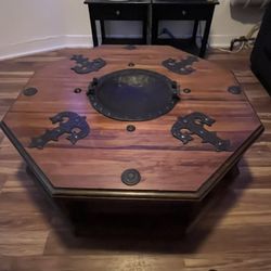 Spanish Colonial Revival Rustic Octagon Brazier Coffee Table
