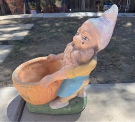 Concrete gnome planter