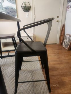 Distressed Black - Lightweight Rustic high back Bar Chairs for Kitchen Counter or Outdoor Patio