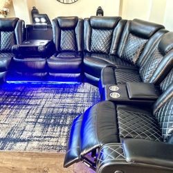 Brand New Power Reclining Sectional With Led Lights